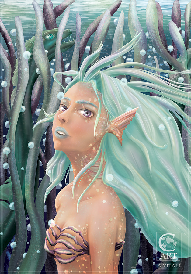 Illustration originale mermaid Ameline vitali